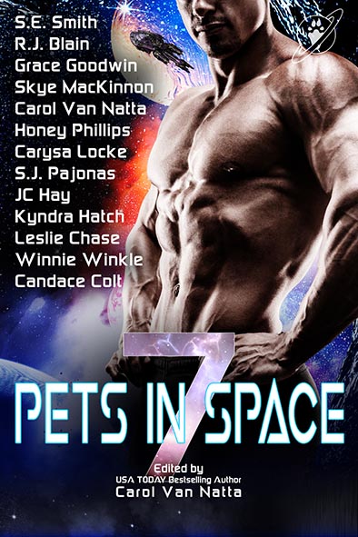 book cover for Pets in Space 7 science fiction romance anthology